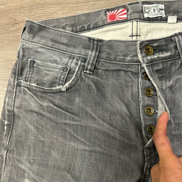 PRPS Noir Washed Grey Distressed Selvedged Denim Jeans Straight Japan 32x29.5 - Picture 4 of 15